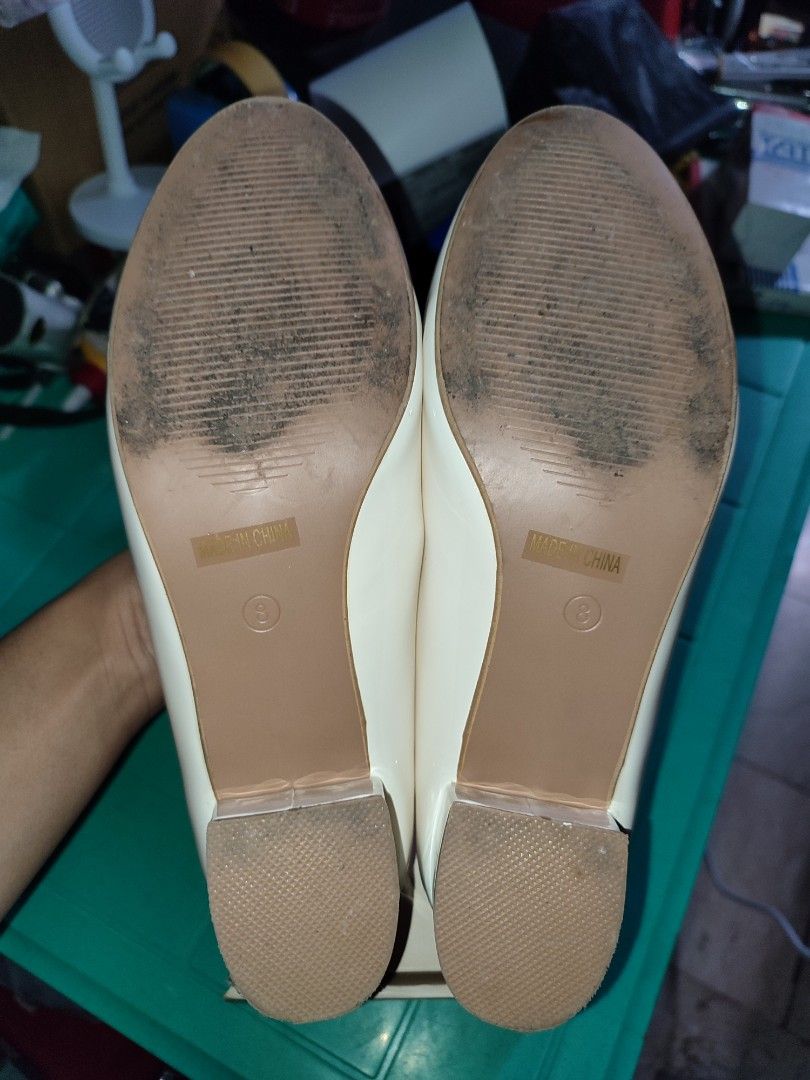 Parisian White Bow Low Heels Size 8 (Category: Heels) located in Marikina City. Submitted by surplusbuffet (Listing ID 1471097183, Image 3). Description: RFS: Served its purpose - Brand/Style: Parisian white low heels - Size: 8 - Design: Cute bow on the front - Heel: Low block heel for all-day comfort - Condition: Clean inside, normal scuffs on soles from being worn a few times - Origin: Made in China.