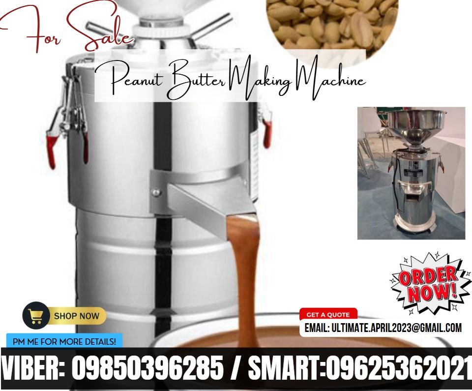 Peanut Butter Making Machine For Sale (Category: Looking For) located in Pasig City. Submitted by star_maya168 (Listing ID 1470947313, Image 1). Description: 📌 Huurryyyyy and get discount 📍For Sale For Sale For Sale Peanut Butter Making Machine PHP25,184.00 HR-100Y Peanut butter making machine Power:1.1kw Capacity:15kg/h Voltage:220V Rotation Speed:2850r/min G.W.23KGS.N.W.20KGS Packing size:34*34*74CM 0.09CBM/PC HS code:8438800000.