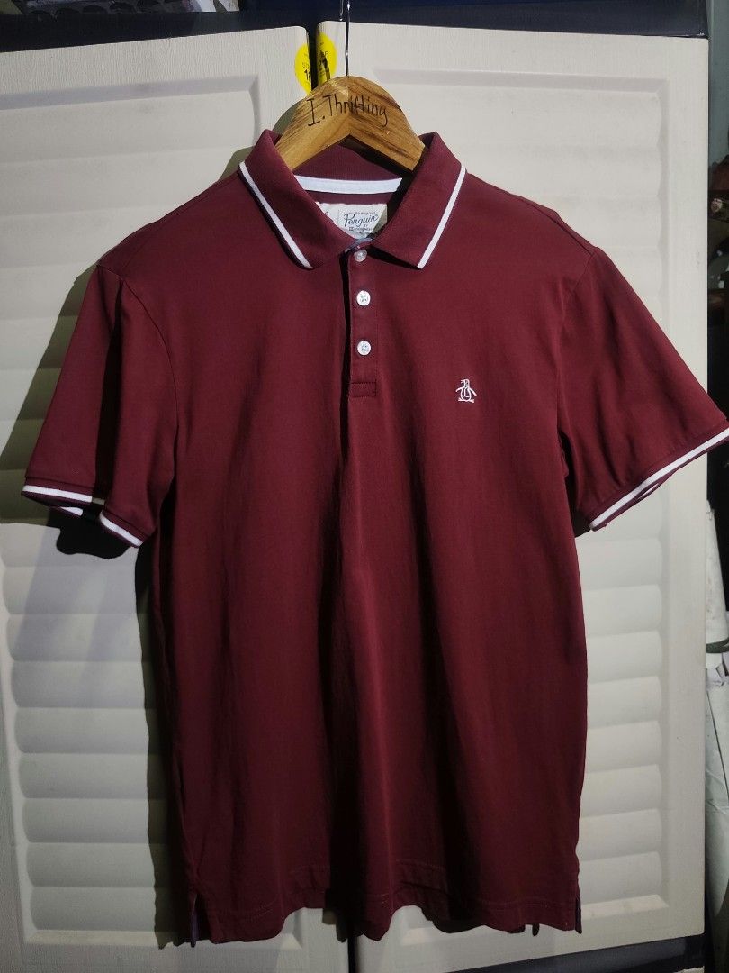 Penguin Polo shirt Maroon (Category: Formal Shirts) located in Bacolod City. Submitted by i.thrifting (Listing ID 1471050821, Image 2). Description: Penguin Polo shirt Maroon 18.5x26.5 Authentic neck fold Very Good Condition Color rate 9.7/10.