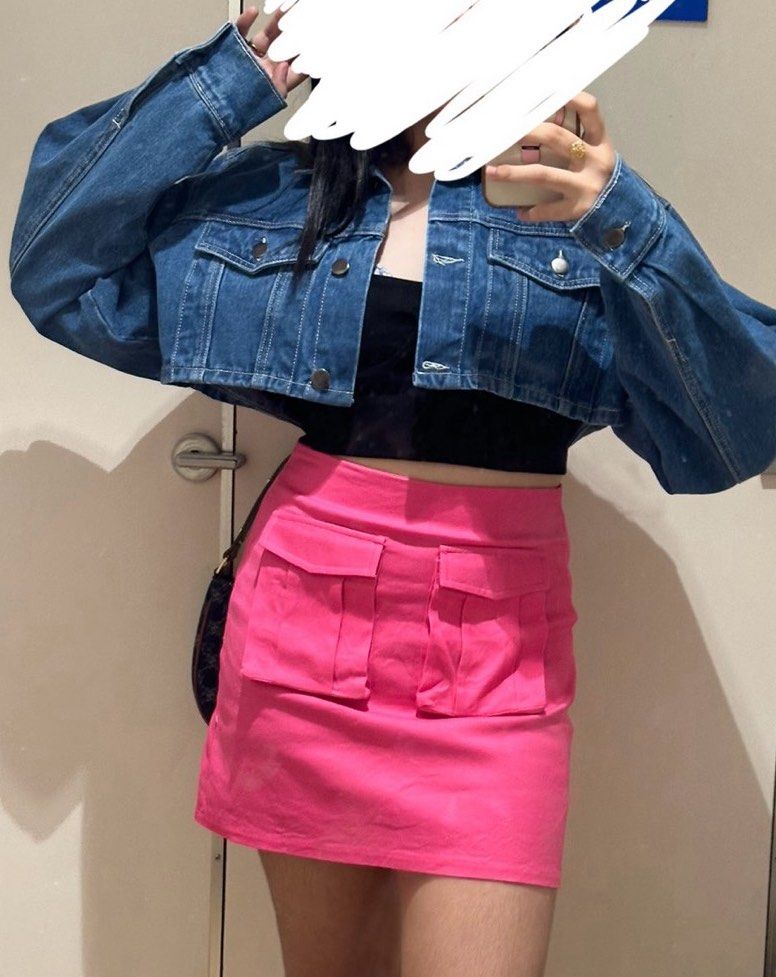 Pink Cargo Skirt (Category: Skirts) located in Manila. Submitted by youremyfourleafclover (Listing ID 1470683630, Image 1). Description: Worn this once, to a y2k party! - Like brand new, no issues/stains whatsoever - Statement piece - Good if paired with boots (that’s what i did) - Fits frames xs-m.