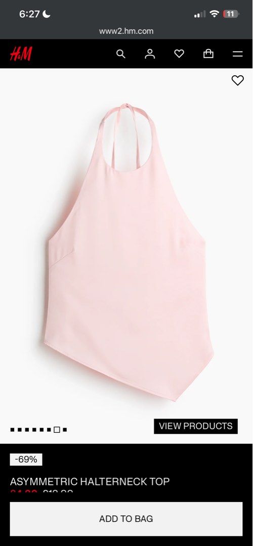 Pink Halter Top (Category: Sleeveless) located in Cebu City. Submitted by leighreina78606 (Listing ID 1471056534, Image 1). Description: H&M Pink asymmetrical Halter Top xs-s Cebu City.