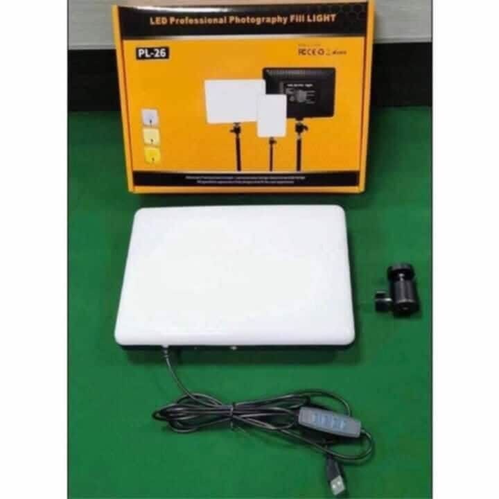 PL-26 LED Professional Photography Fill Light Panel (Category: Lighting & Studio Equipment) located in Manila. Submitted by ericklee23 (Listing ID 1470978116, Image 1). Description: - Item: PL-26 LED Professional Photography Fill Light - Condition: Like new with original yellow and black retail box - Inclusions: LED light panel with attached USB cable, controller, and mounting adapter - Ideal for: Video recording, live streaming, and photo shoots