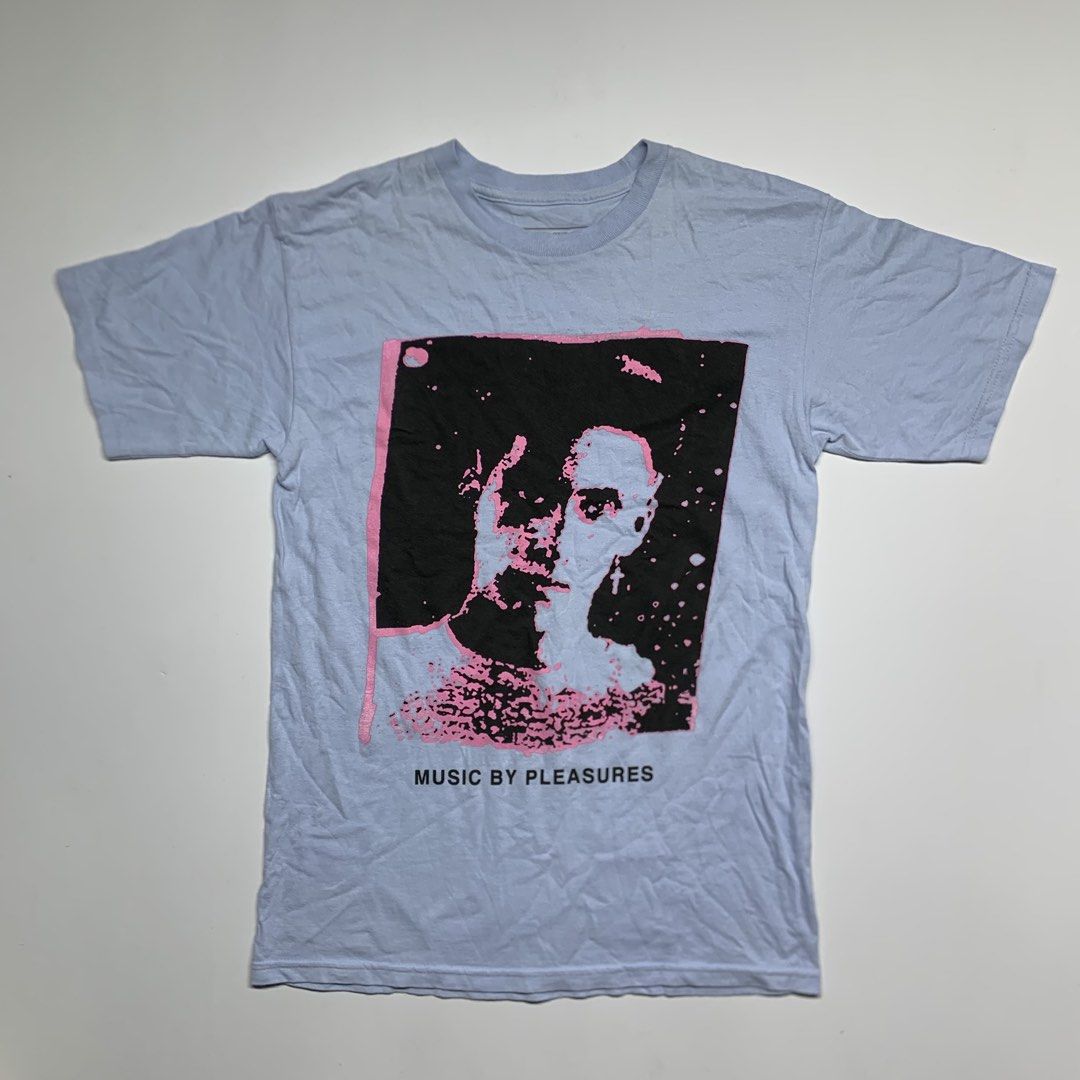 PLEASURES - Music T-Shirt (Category: Tshirts & Polo Shirts ) located in Manila. Submitted by shottas_21 (Listing ID 1471033093, Image 1). Description: PLEASURES - Music T-Shirt SIZE - Small CONDITION - 9/10 Made in Mexico CHEST - 17.5” LENGTH - 27”.