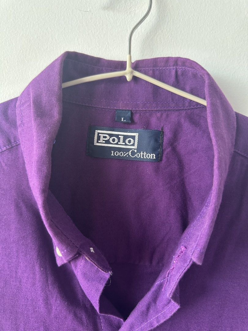 Polo Ralph Lauren (Category: Tshirts & Polo Shirts ) located in Angeles City. Submitted by royal_vintage_thriftshop (Listing ID 1471007632, Image 3). Description: This is a purple, long-sleeved, button-down shirt from Polo Ralph Lauren. Chest 22, Total Length 30 No issue good condition .