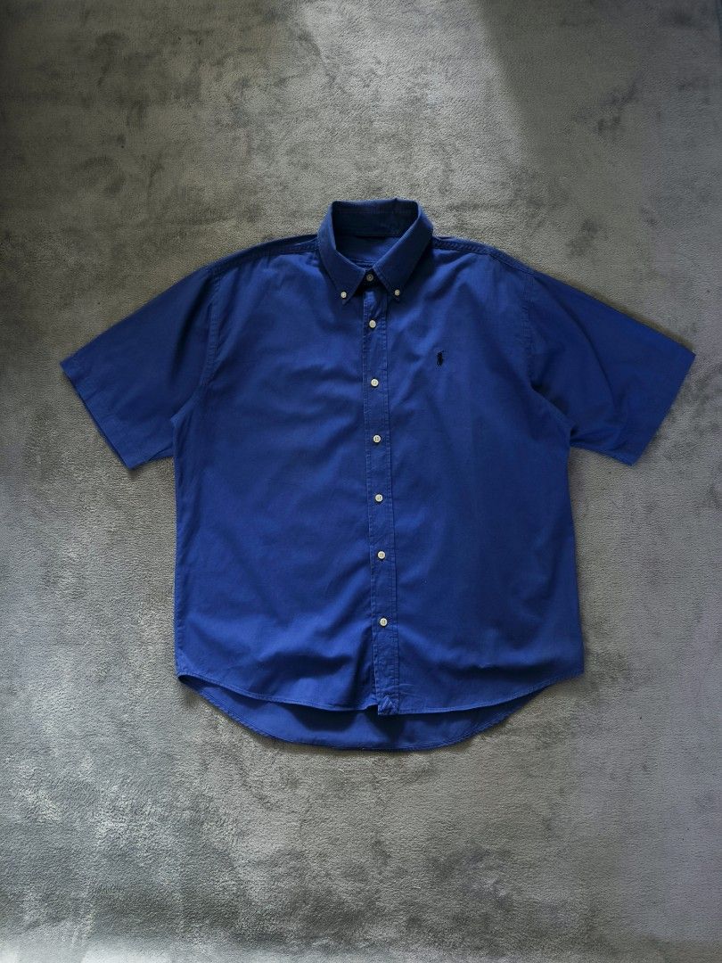 Polo Ralph Lauren Short Sleeve Button-Down (Category: Tshirts & Polo Shirts ) located in Ozamiz City. Submitted by thriftedzyll (Listing ID 1471073768, Image 1). Description: "Details" ‎Color rate: 8/10 ‎Condition: 9/10 ‎Issues: fade & cut tags ‎ ‎"Measurements (inches)" ‎Length: 29 ‎Width: 24 ‎ ‎"Size" ‎None on tag - fit to XL.