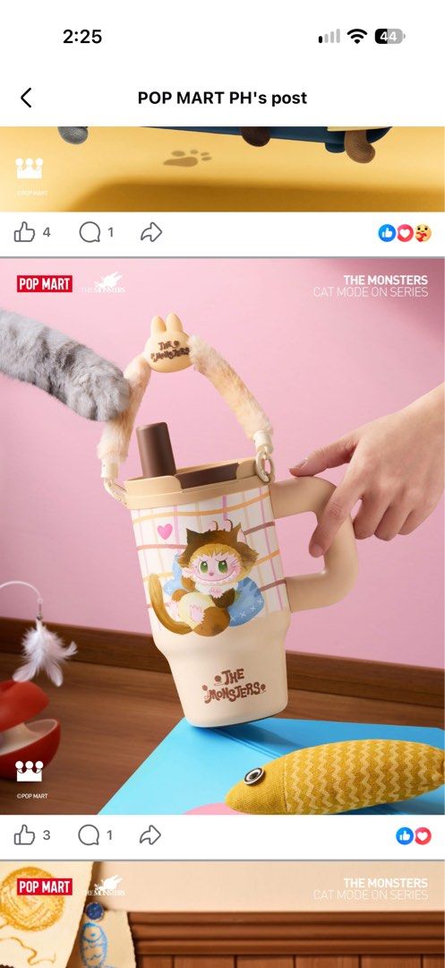 Pop Mart Labubu Cat Mode On Insulated Cup (Category: Water Bottles & Tumblers) located in Cainta. Submitted by ladybabyteentwo (Listing ID 1470989907, Image 2). Description: Pop Mart Labubu Cat Mode On Insulated Cup Brand new, opened to check Bought from Pop Mart Megamall Selling for 1600 RFS: Gift pero ngbago isip ng reregaluhan Marked up by a bit pambawi sa pamasahe pagbili Payment: BPI, Unionbank, Gcash Delivery: SSD only- grab lalamove (buyer