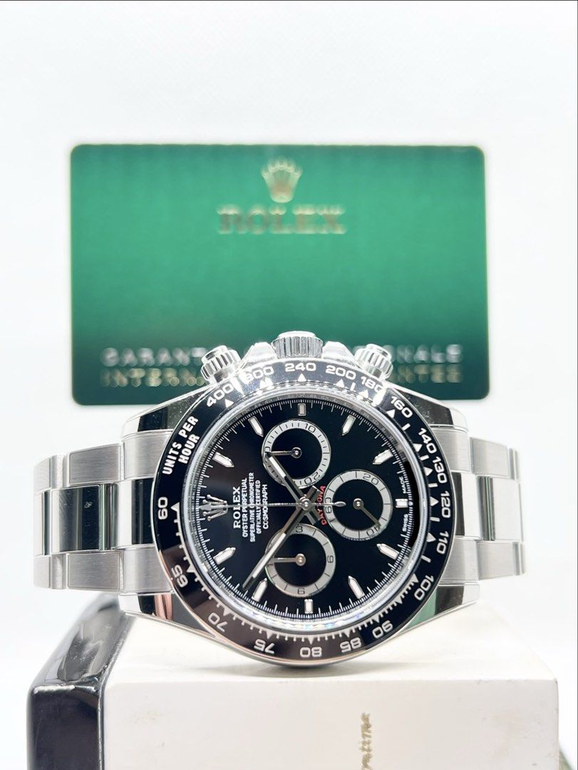 Pre Owned Rolex Oyster Daytona 126500LN “Godzilla” Black Dial Automatic Steel Casing Bracelet ( May 26 ) (Category: Watches) located in Singapore. Submitted by brightime (Listing ID 1471043543, Image 1). Description: Pre Owned Rolex Oyster Daytona 126500LN “Godzilla” Black Dial Automatic Steel Casing Bracelet ( May 26 ) ** Pre-Owned ** ** Unpolished Set, Very Mint Condition With Protective Film ** Model : 126500LN Also known as : Oyster Daytona C