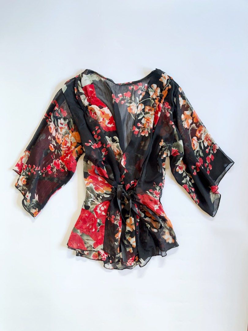[PREVIEW] Sheer Black Rose Print Wrap V-Neck Top (Category: Others Tops) located in Lianga. Submitted by preyala (Listing ID 1471054666, Image 1). Description: [PREVIEW] Sheer Black Rose Print Wrap V-Neck Top Size: Bust: 31-34 Length: 24.8 Mine 350 Grab 380 Grabbing ends at 10:00 PM (today).