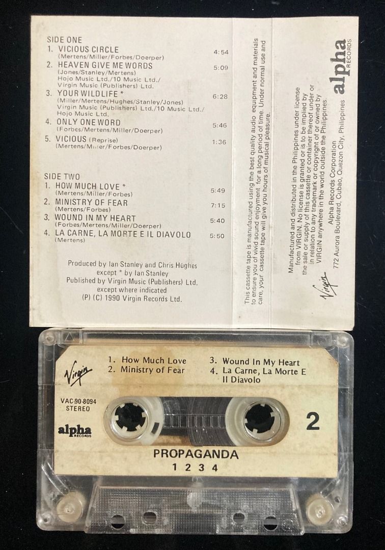 PROPAGANDA 1234 PHILIPPINES Paper label Cassette (Category: CDs & DVDs) located in Manila. Submitted by musika_pilipinas (Listing ID 1471002802, Image 3). Description: .