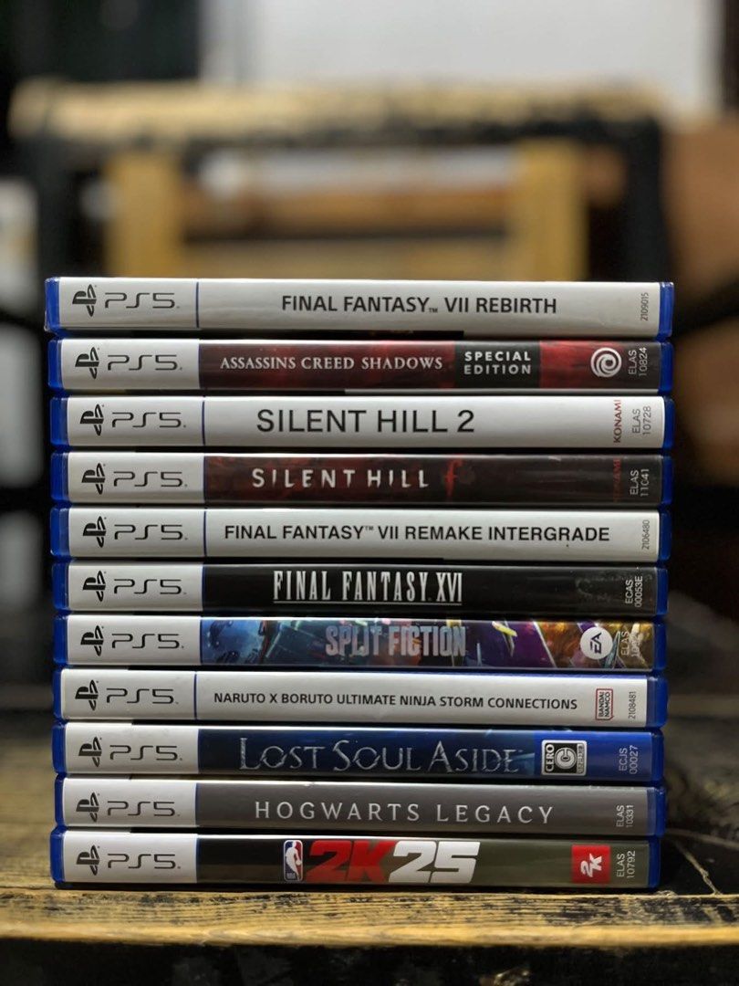 Ps5 games (Category: PlayStation) located in Lucena. Submitted by cc.1007. (Listing ID 1470952507, Image 1). Description: Fs Final fantasy rebirth - 1200 Ac shadows - 1480 Silent hill 2 - 1300 Silent hill f - 1750 Final fantasy remake - 980 Final fantasy 16 - 1200 Split fiction - 1800 Naruto connection - 1200 Lost soul - 780 Hogwarts - 1000 Nba 2k25 - 450 Las piñas loc.