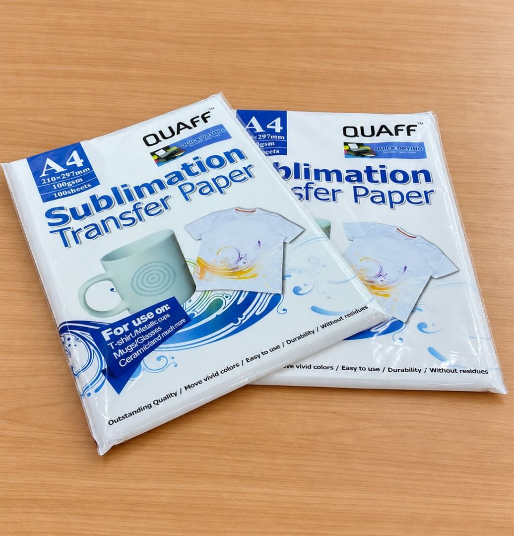 Quaff Sublimation Transfer Paper - A4 (100gsm) 100 sheets (Category: Art & Prints) located in Quezon City. Submitted by copieronlineinc (Listing ID 1471022901, Image 2). Description: 🖨️ QUAFF SUBLIMATION TRANSFER PAPER – A4 / 100 GSM Helps transfer printed designs onto suitable materials using heat and pressure. Ideal for creating customized shirts, mugs, and other sublimation-ready products! 🎨 📌 PRODUCT DETAILS 🔧 A4 size (210 × 297 mm) • 100