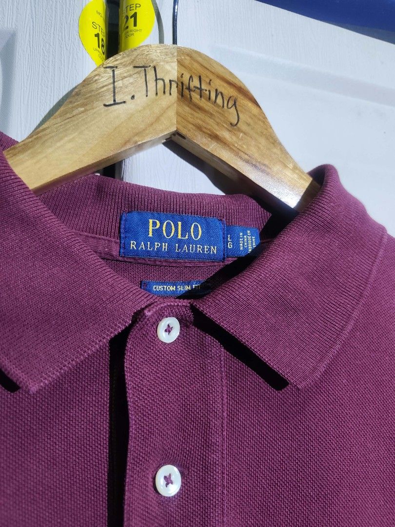 Ralph Lauren Custom Slim Fit Maroon (Category: Formal Shirts) located in Bacolod City. Submitted by i.thrifting (Listing ID 1471050418, Image 3). Description: Ralph Lauren Custom Slim Fit Maroon 21x29(Front) 30 (Back) Authentic No issue Excellent Condition Color rate 9.9/10.