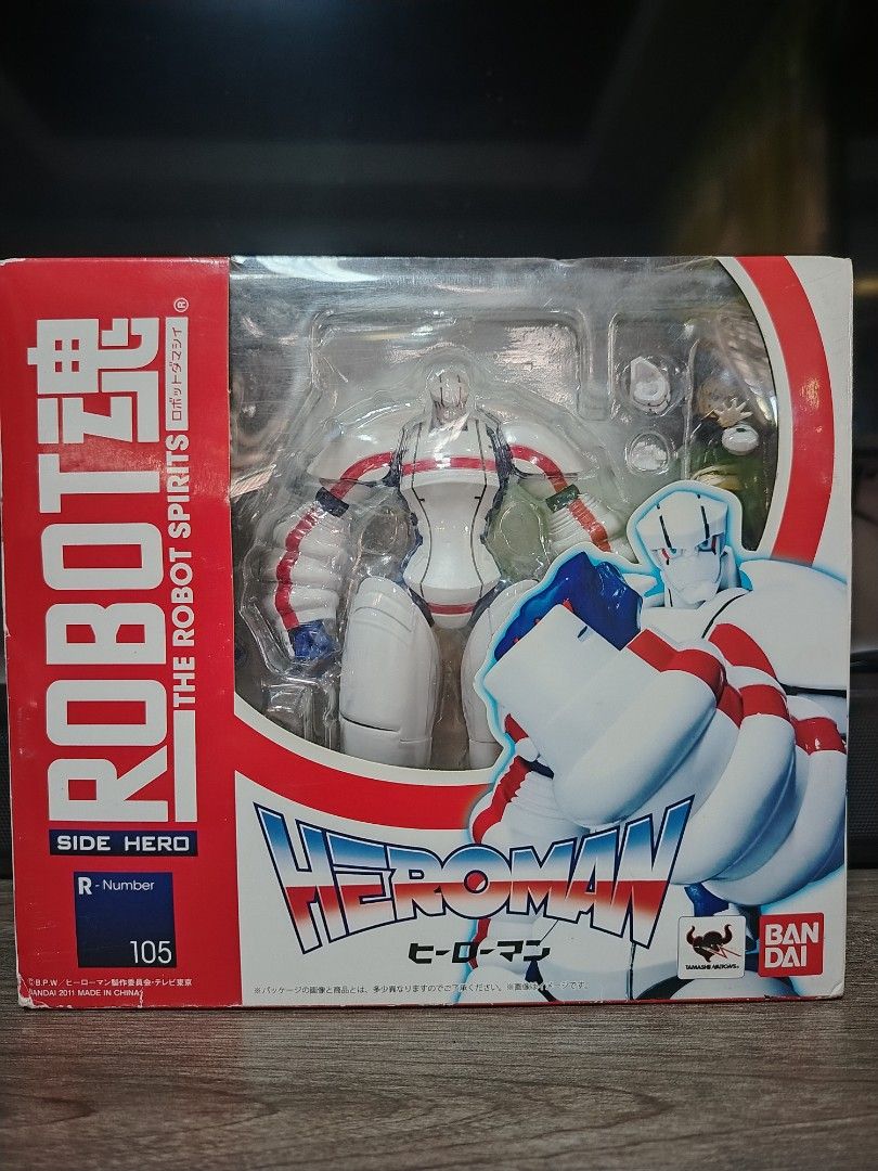 RARE Bandai Robot Spirits Heroman (Category: Figurines & Statues) located in Tanza. Submitted by takodachi23 (Listing ID 1470971818, Image 1). Description: Bandai Robot Spirits Heroman Box Condition: 8/10 Main Figure and parts: 10/10.