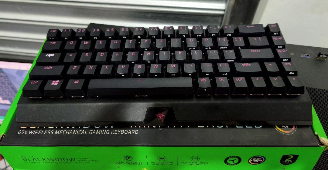 Razer BlackWidow V3 Mini HyperSpeed Mechanical Gaming Keyboard (Category: Computer Keyboard) located in Manila. Submitted by pc.everything (Listing ID 1471008549, Image 2). Description: FOR SALE ! - Model: Razer BlackWidow V3 Mini HyperSpeed 65% wireless mechanical gaming keyboard - RGB backlighting - Design: Compact 65% layout saves desk space while retaining arrow and navigation keys - Razer Green Switch - Condition/Inclusions: Comes with the o