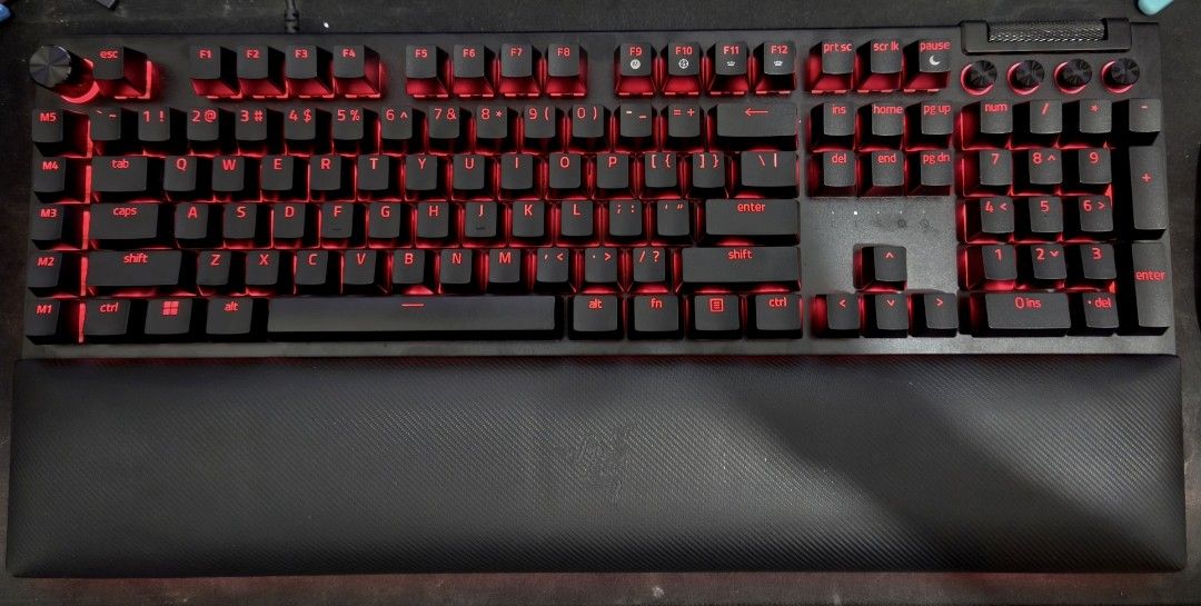 Razer BlackWidow V4 Pro Mechanical Gaming Keyboard (Category: Computer Keyboard) located in Manila. Submitted by pc.everything (Listing ID 1471006199, Image 3). Description: FOR SALE ! - Razer BlackWidow V4 Pro full-size mechanical keyboard - Dedicated macro keys and top-right media roller/dial - Includes plush magnetic wrist rest with RGB underglow - Fully programmable RGB backlighting - Razer Yellow Switch - Tested, working perfectly, and in cl