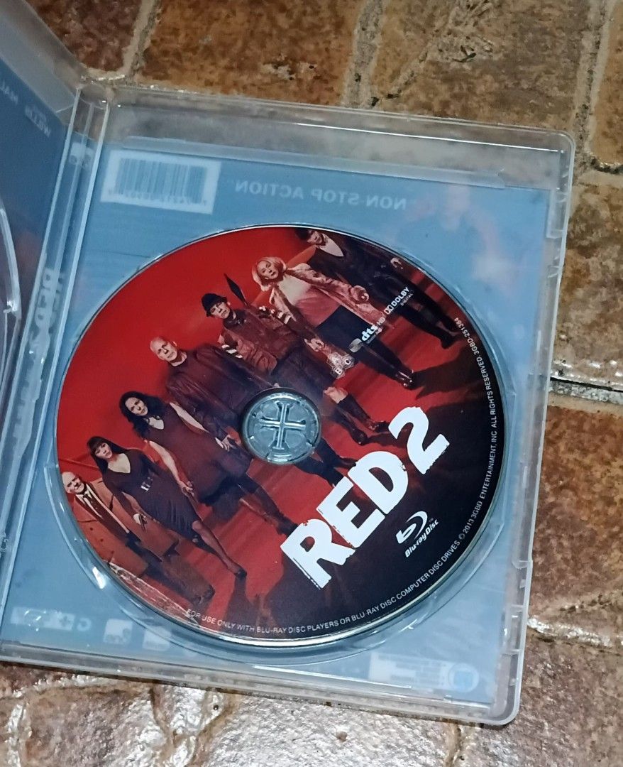 RED 2 Blu-ray Disc Movie Bruce Willis Action (Category: CDs & DVDs) located in Quezon City. Submitted by dancatz (Listing ID 1471084002, Image 2). Description: □ P150.00 - Title: RED 2 (Blu-ray) - Genre: Action-Comedy starring Bruce Willis, John Malkovich, Mary-Louise Parker, & Catherine Zeta-Jones - Runtime: 116 minutes - Audio: English and French - Special Features: Multi-part documentary, gag reel, and deleted scenes - Condition: Includes both