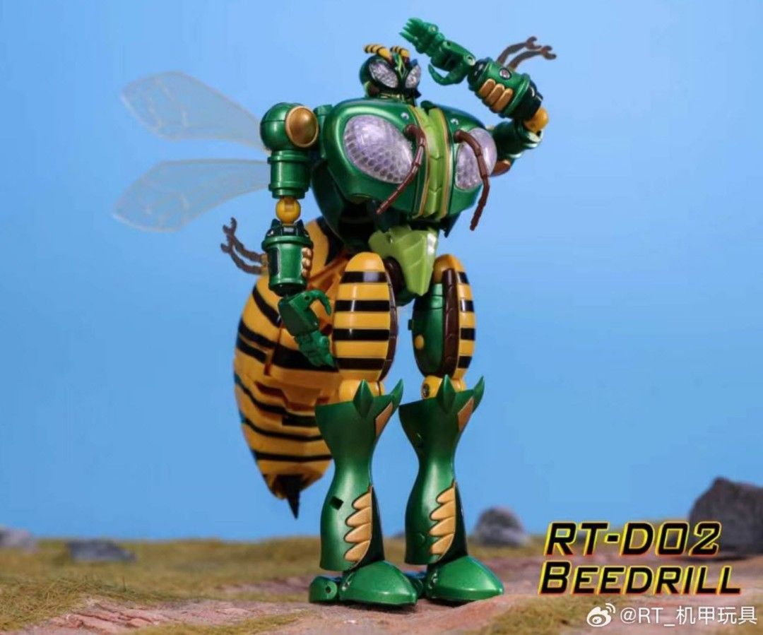 Robot Toys RT-D02 Beedrill Action Figure 16cm (Category: Figurines & Statues) located in Manila. Submitted by mauchan00000303 (Listing ID 1470988620, Image 2). Description: - Model: Robot Toys RT-D02 Beedrill Transforming Action Figure - Height: Stands 16cm tall in robot mode - Transformation: Fully converts into a detailed mechanical wasp mode - Design Features: Translucent wings, articulated insect legs, and a striking metallic green finish - A