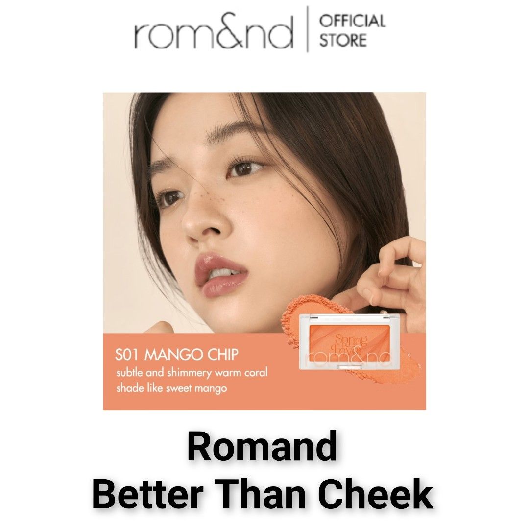 Romand Better Than Cheek Blush makeup rom&nd (Category: Makeup) located in Quezon City. Submitted by rosepam (Listing ID 1470969225, Image 1). Description: Romand Better Than Cheek 3.4g Shade: S01 mango chip Exp 2027/04/25 2 PCs available - 120/each .. FIX PRICE NEW, SEALED Authentic/original (from Official Store) Rfs: too many (di magagamit lahat).