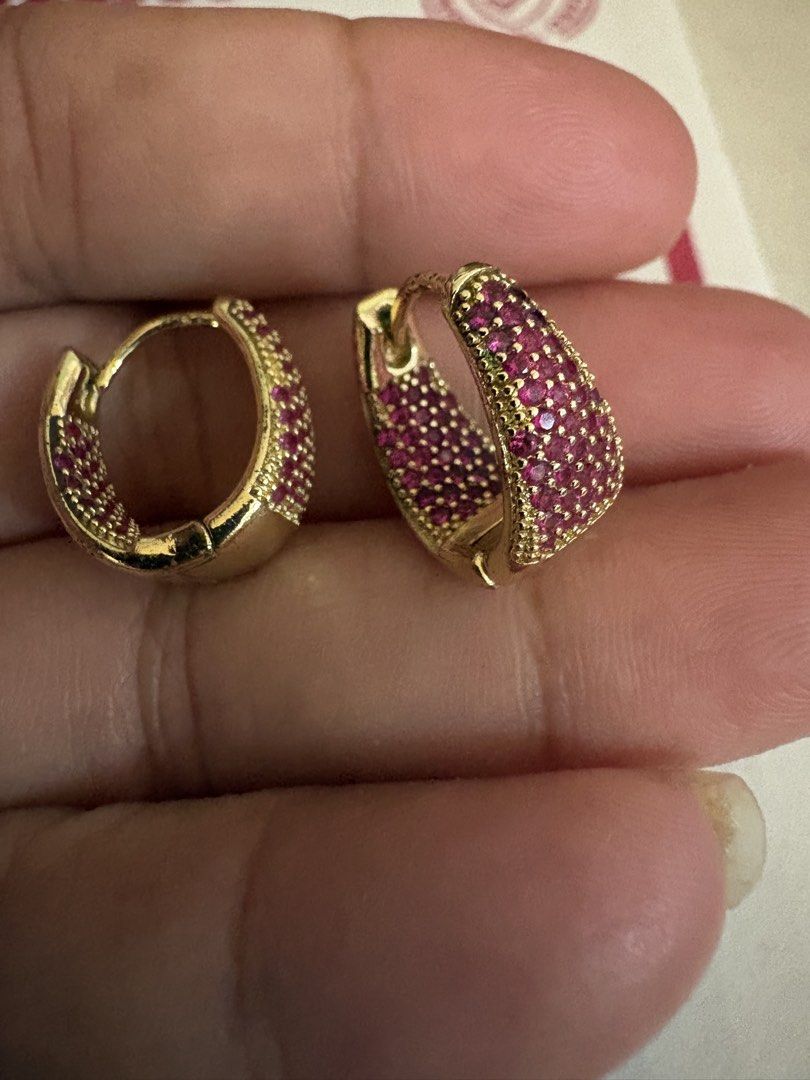 Ruby loop earrings (Category: Luxury Accessories) located in Cebu City. Submitted by banonggio (Listing ID 1470942461, Image 3). Description: Gold filled plated ruby non tarnish hypoallergenic . Elegant and sophisticated. Can wear in any occasions or casual .