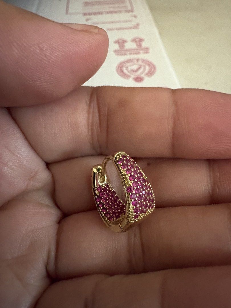Ruby loop earrings (Category: Luxury Accessories) located in Cebu City. Submitted by banonggio (Listing ID 1470942461, Image 2). Description: Gold filled plated ruby non tarnish hypoallergenic . Elegant and sophisticated. Can wear in any occasions or casual .