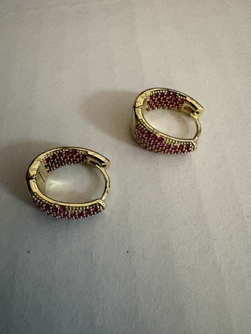 Ruby loop earrings (Category: Luxury Accessories) located in Cebu City. Submitted by banonggio (Listing ID 1470942461, Image 1). Description: Gold filled plated ruby non tarnish hypoallergenic . Elegant and sophisticated. Can wear in any occasions or casual .