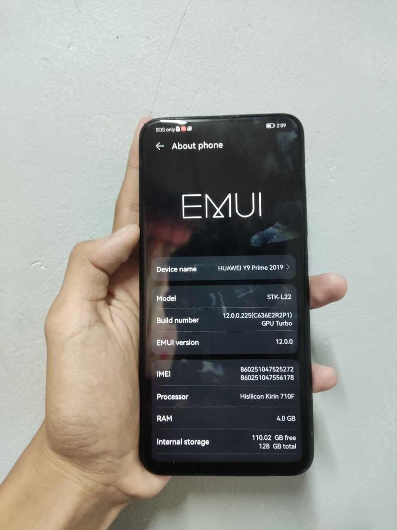 RUSH 2499 (Category: Huawei) located in Manila. Submitted by brightturtle-cbacb4 (Listing ID 1471065570, Image 3). Description: 1999 nalang rush na rush ngayong araw sana pwede mo tawaran wag lang sagarin hahahahha 128 gb yan About phone Device name: HUAWEI Y9 Prime Model: STK-L22 Processor: Hisilicon Kirin 710F RAM: 4.0 GB Internal storage: 128 GB total no issue maliban sa walang front cam pm for inquires.