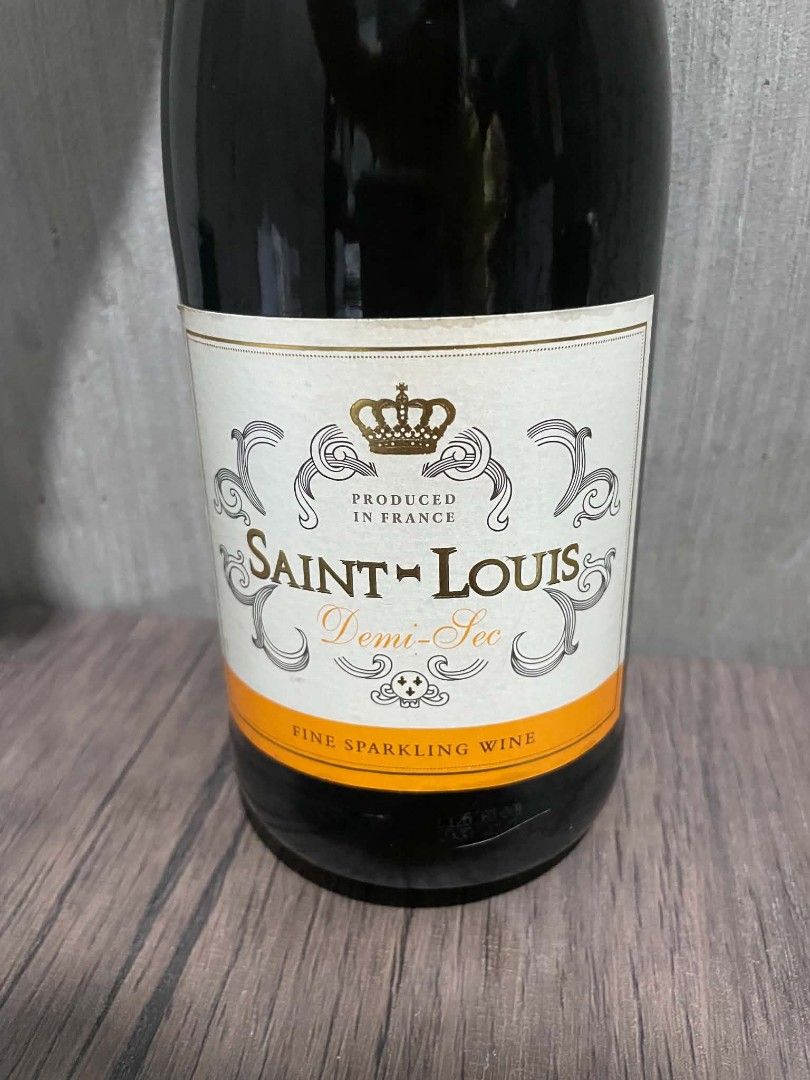 Saint Louis Demi-Sec Fine Sparkling Wine (Category: Beverages) located in Mandaluyong City. Submitted by jowwn (Listing ID 1471017044, Image 2). Description: - Product: Saint Louis Demi-Sec Fine Sparkling Wine - Origin: France - Condition: Brand new, unopened, 100% - authentic - Packaging: Gold foil neck wrap fully intact - Authentication: BIR Series tax stamp with serial number 1097307 - Label: Clean and clearly printed - Ideal for: Parties, cel