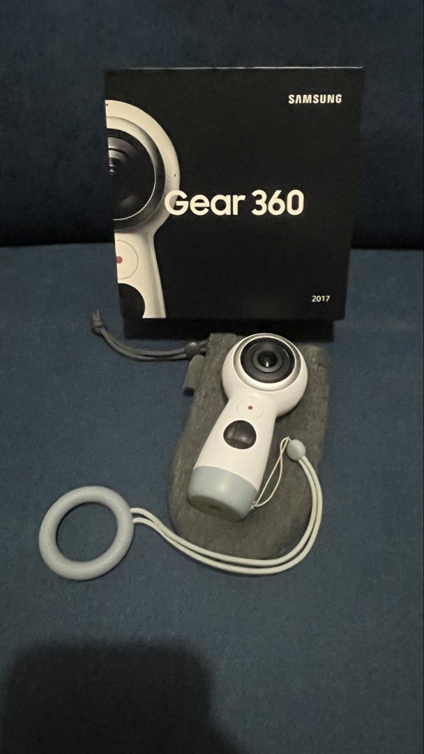 Samsung Gear 360 (2017) 360-degree camera with box (Category: Cameras) located in Bay. Submitted by ronellie (Listing ID 1471096742, Image 1). Description: - Samsung Gear 360 camera (2017 model) for full 360-degree videos and photos - Ideal tool for travel vlogs, social media, and VR content creation - Complete set includes the original black box, grey fabric pouch, wrist strap, charging cable, and manuals - All items fit neatly into the original