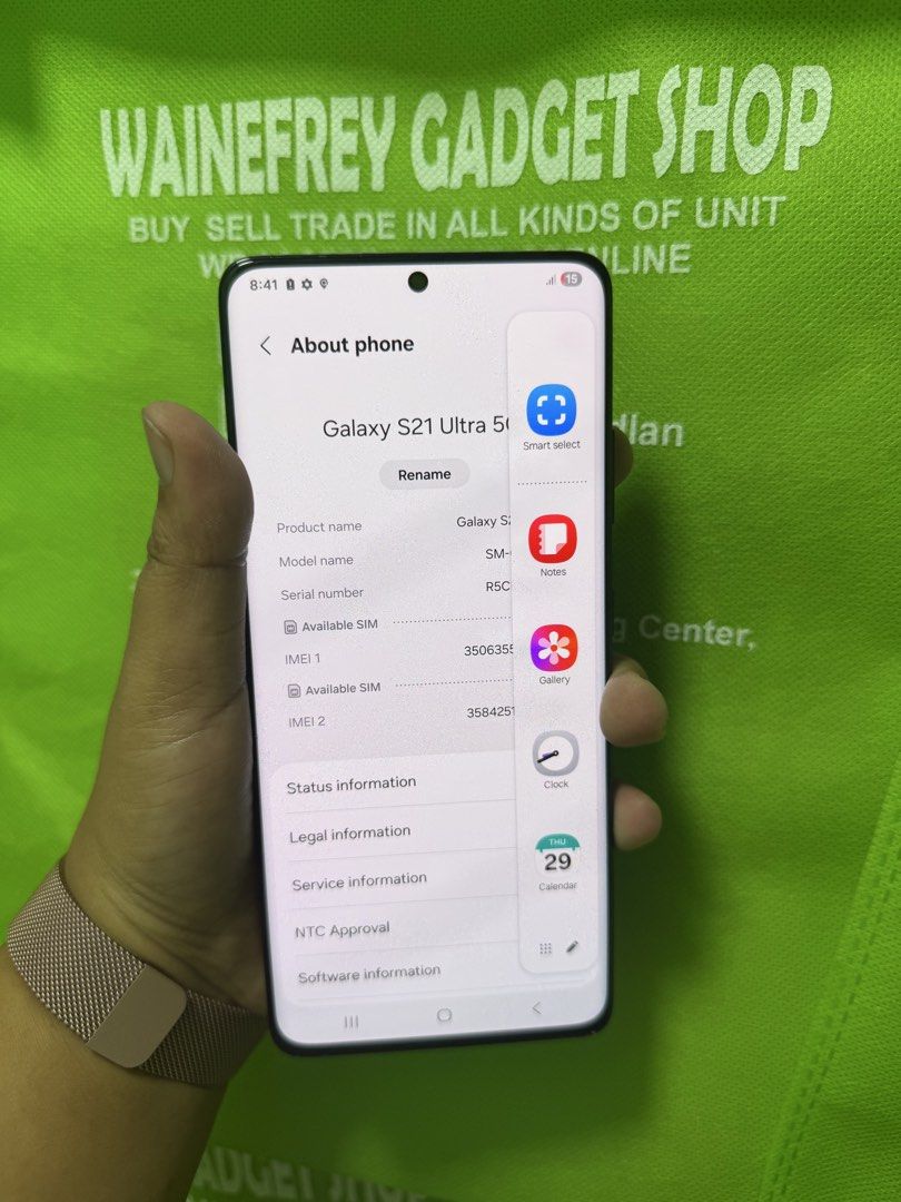 Samsung S21 Ultra 5G (Category: Samsung) located in San Juan City. Submitted by wainefreygadgetshop (Listing ID 1471092791, Image 2). Description: Samsung S21 Ultra 5G (PLEASE SEARCH MO NALANG FULL SPECS) ALL GOODS AT WORKING NO HIDDEN ISSUE GAMING PHONE PEDE PANG BACK UP PHONE SCREEN TESTED SIGNAL TESTED CAMERA SOBRANG LINAW HONEST ISSUE ILALAGAY SA NOTE KUNG MERON MAN PARA AWARE KA! Dipo makinis napaka obvious nang denta oag sa personal normal 