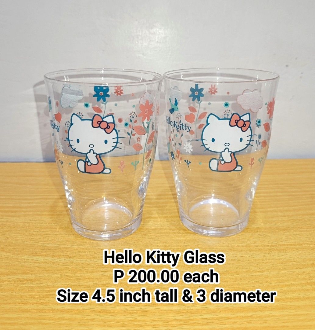 Sanrio Hello Kitty Glasses (Category: Other Kitchenware & Tableware) located in Binan City. Submitted by mayjhe (Listing ID 1470962099, Image 1). Description: 💛 For Sale 💛 🌸 Sanrio Hello Kitty 🍀 Glasses 📍 Condition: Good 💰 Price is ₱ 200.00 each 👉 Other details posted 🇵🇭 Location Biñan Laguna 🛵 Courier J& T and Lalamove 📋 Shipping by schedule 📍 NO COD & COP 📌 All items are carefully packed and labeled with Fragile stickers for breaka