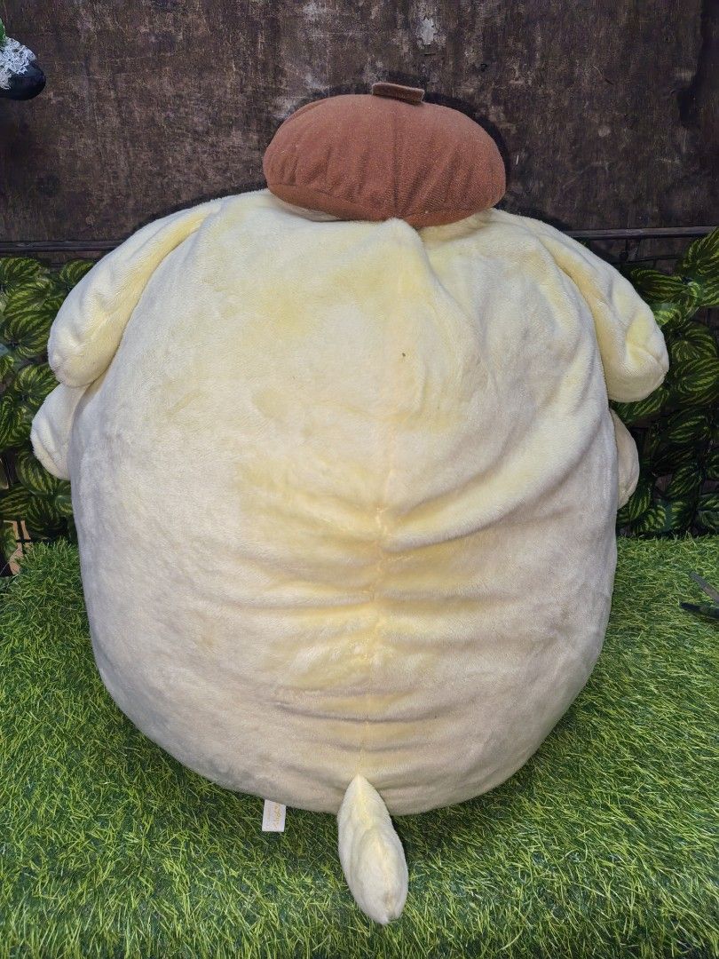 Sanrio Pompompurin Large Round Plush Toy (Category: Plushies & Soft Toys) located in Paranaque City. Submitted by furugiyafinds (Listing ID 1471070868, Image 2). Description: - Official Sanrio Pompompurin plush toy with tush tag - Features a cute round chunky body and signature brown beret - Made with super soft, cuddle-friendly fabric - Large size, perfect for hugging or room display.