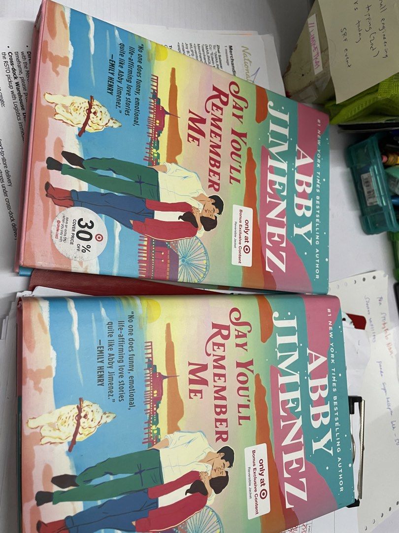 Say You'll Remember Me by Abby Jimenez (Category: Storybooks) located in Caloocan City. Submitted by addtojoyonlinestore (Listing ID 1470945047, Image 3). Description: - Title & Author: Say You'll Remember Me by NYT bestselling author Abby Jimenez - Edition: Target Exclusive Edition featuring a bonus reversible jacket - Format: Hardcover - Condition: Clean pages, well-cared for, and ready for a new reader's shelf - Genre: Popular contemporary rom