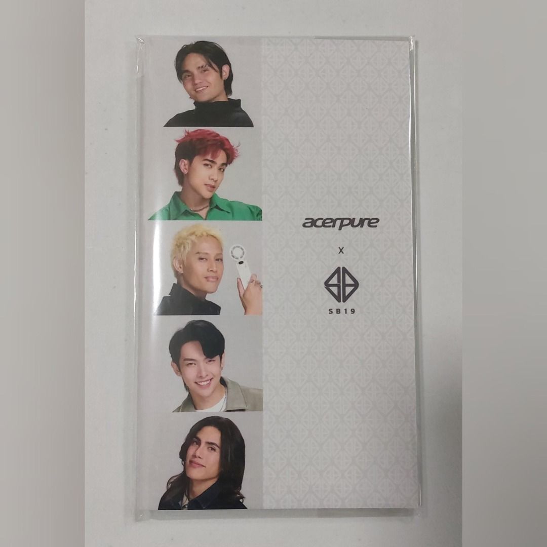 SB19 x Acerpure Official Notepad (Category: K-Wave Merchandise) located in Pasig City. Submitted by keithra (Listing ID 1470934521, Image 1). Description: - Official Acerpure x SB19 collaboration merchandise - Complete set featuring portraits of all 5 members on the front - Branded back design with Acerpure and SB19 logos - Clean, mint, and undamaged condition Meetup: Choice Market Ortigas Delivery: Grab or Lalamove arranged by the buyer..
