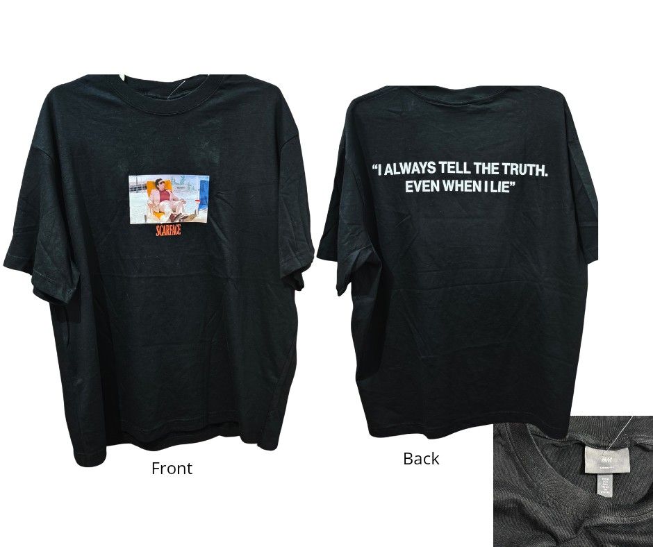 Scarface T-shirt - 2XL (Category: Tshirts & Polo Shirts ) located in Mariveles. Submitted by hl.reyrfinds (Listing ID 1471117238, Image 1). Description: Scarface T-shirt - 2XL W24, L27 in Payment first. MOD: JnT.