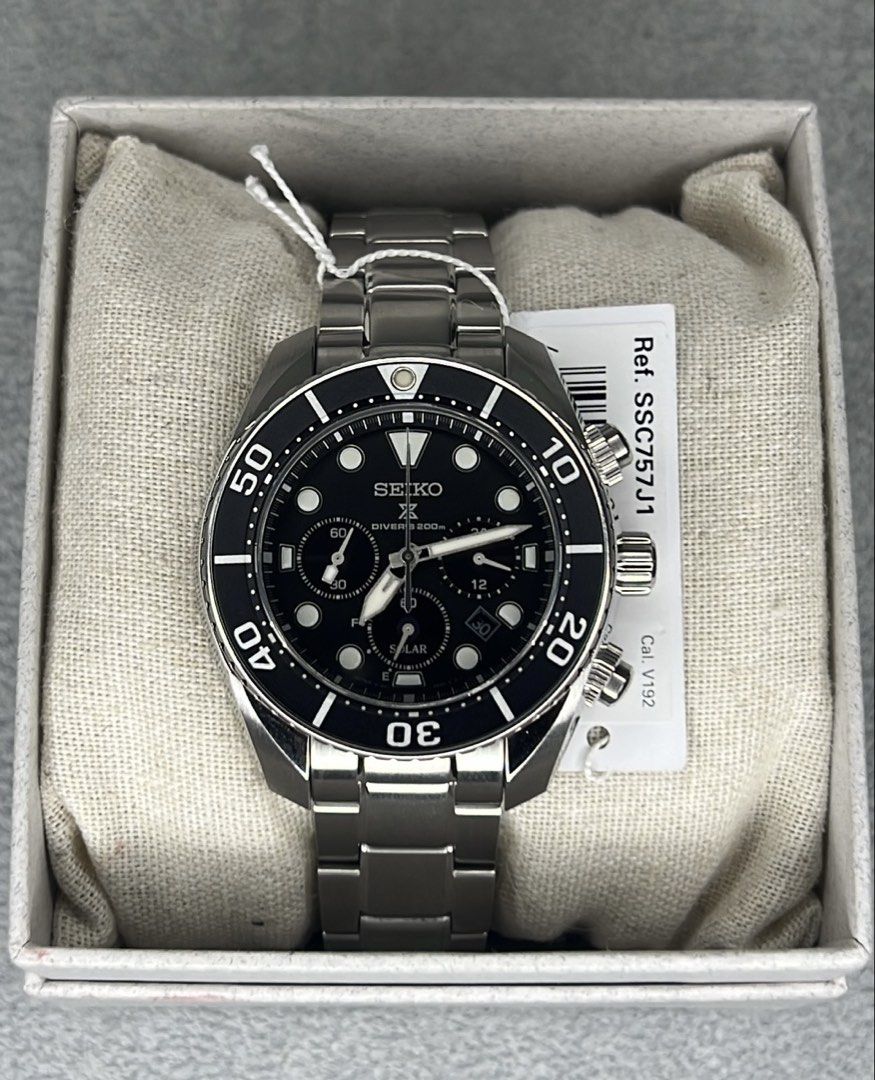 SEIKO PROSPEX SUMO BLACK SOLAR CHRONOGRAPH (SSC757) (Category: Men's Watches) located in Manila. Submitted by itsmemark26 (Listing ID 1470937514, Image 1). Description: SEIKO PROSPEX SUMO SOLAR BLACK CHRONOGRAPH (SSC757J1) BRAND NEW OLD STOCK COMPLETE SET SEALED WITH WARRANTY 24,000 LOWEST ON THE MARKET 📍SAN ANDRES BUKID MANILA .