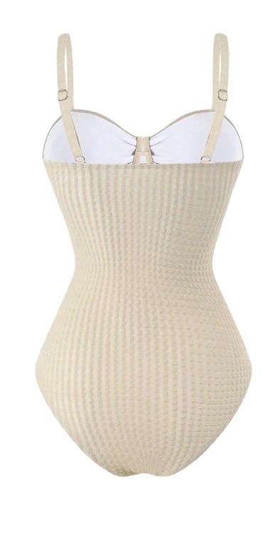 SHEIN Cream Waffle One-Piece Swimsuit (Category: Bikinis & Swimsuits) located in Manila. Submitted by camillestc (Listing ID 1471079359, Image 3). Description: Actual photo on the last slide.