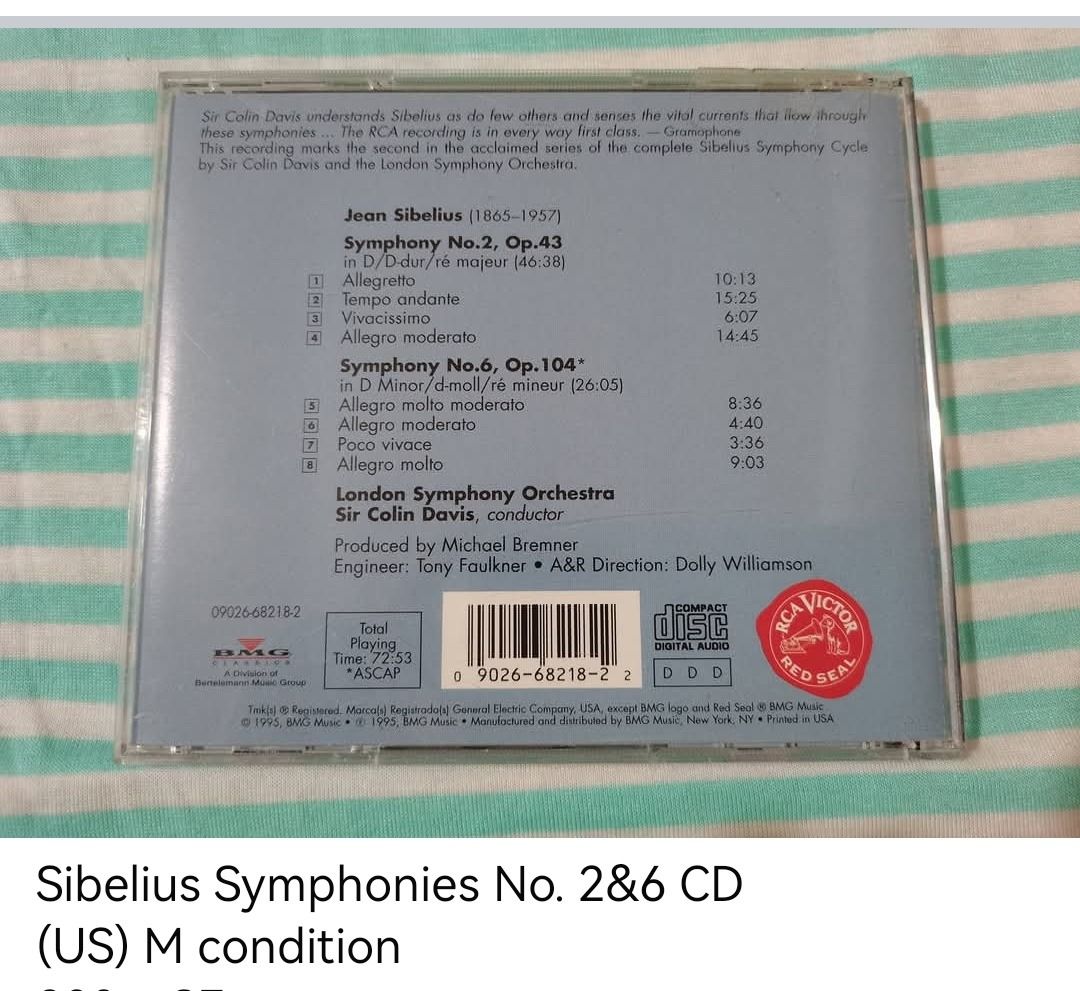 Sibelius Symphonies No. 2&6 CD (unsealed) (Category: CDs & DVDs) located in Dangcagan. Submitted by cd_haven5 (Listing ID 1471003025, Image 2). Description: #FORSALE #FORSALE #FORSALE #Authentic #Legit #Original We only sell original items. All items posted are on hand. Please message me for availability of the item/s because the items are also posted on my other online stores. All items are imported unless stated PH. We also accept Pre-orders. P