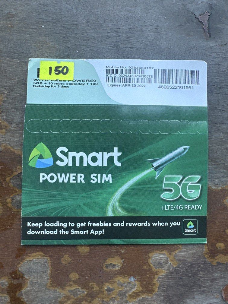 Smart Power Sim (Category: Sim Cards) located in Manila. Submitted by xenasales (Listing ID 1471004923, Image 2). Description: 100 pesos each.