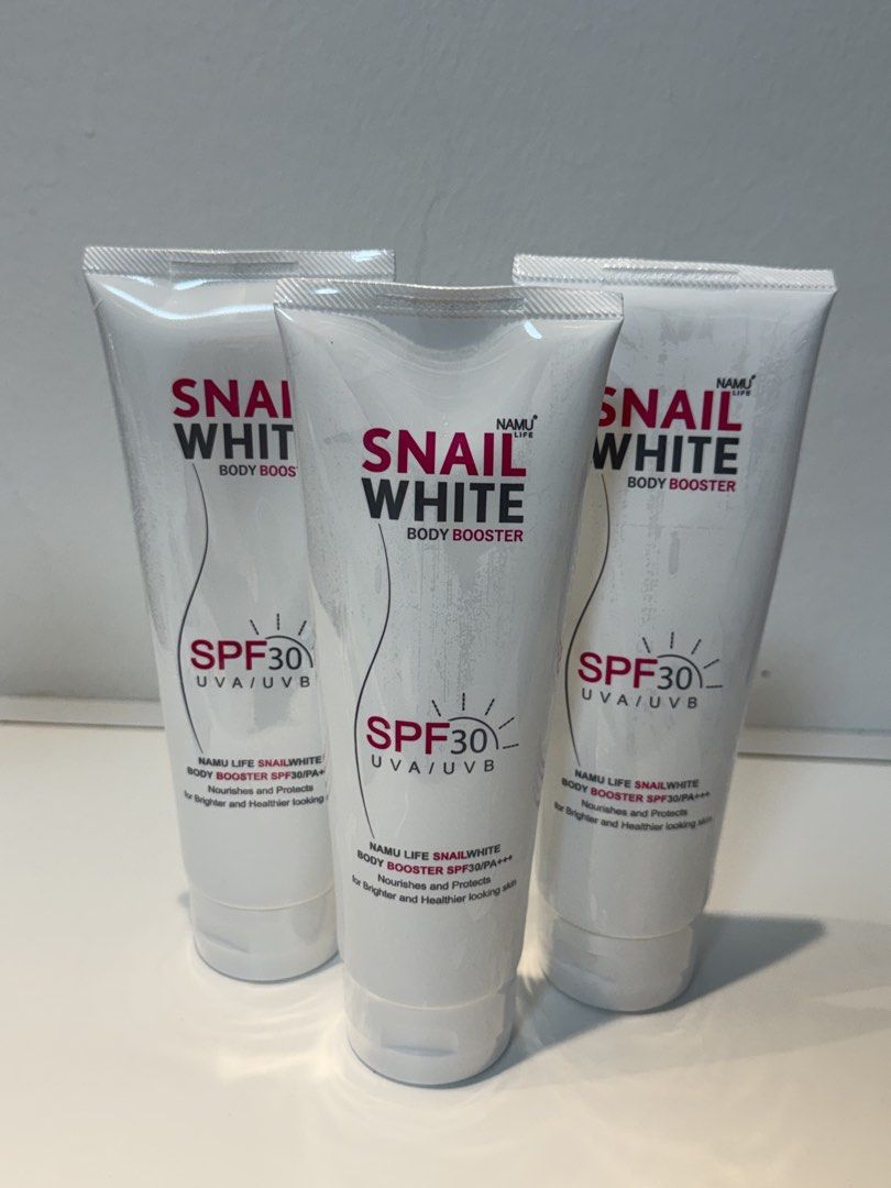 Snailwhite Body Booster SPF30 200mL (Category: Body Care) located in Marikina City. Submitted by ms.ces (Listing ID 1471060906, Image 1). Description: Hi babe! I accidentally purchased a lot more than my normal consumption. Hehe! I’m selling these extra 200mL body booster from SnailWhite. These are brandnew and sealed..