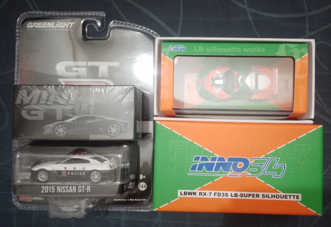 Mini GT/iNNO64 LBWK NISSAN (Category: Vehicle & Diecast Models) located in Mandaluyong City. Submitted by fireflower_0c2725 (Listing ID 1470976830, Image 2). Description: FOR SALE!! Take all 2k LBWK RX-7 FD3S LB-SUPER SILHOUETTE Mini GT JAGUAR C-X75 Test Car Greenlight 2015 NISSAN GT-R Location: Mandaluyong.