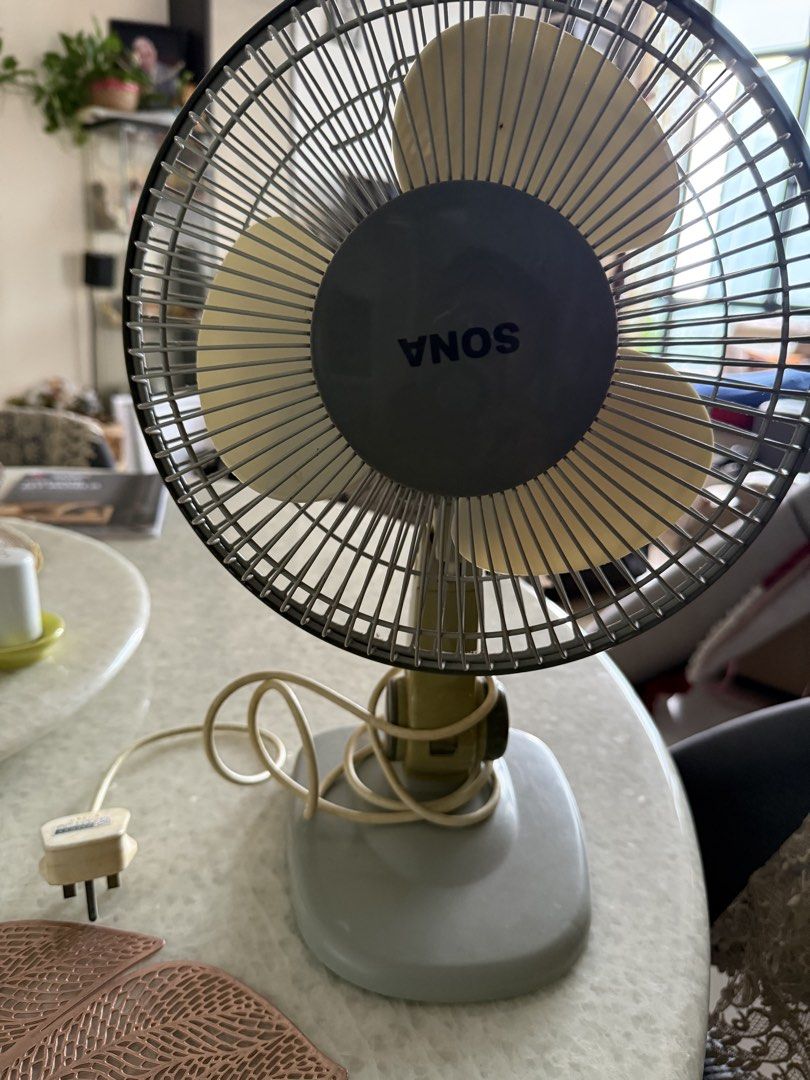 Sona table fan grey and yellow, Furniture & Home Living, Lighting ...