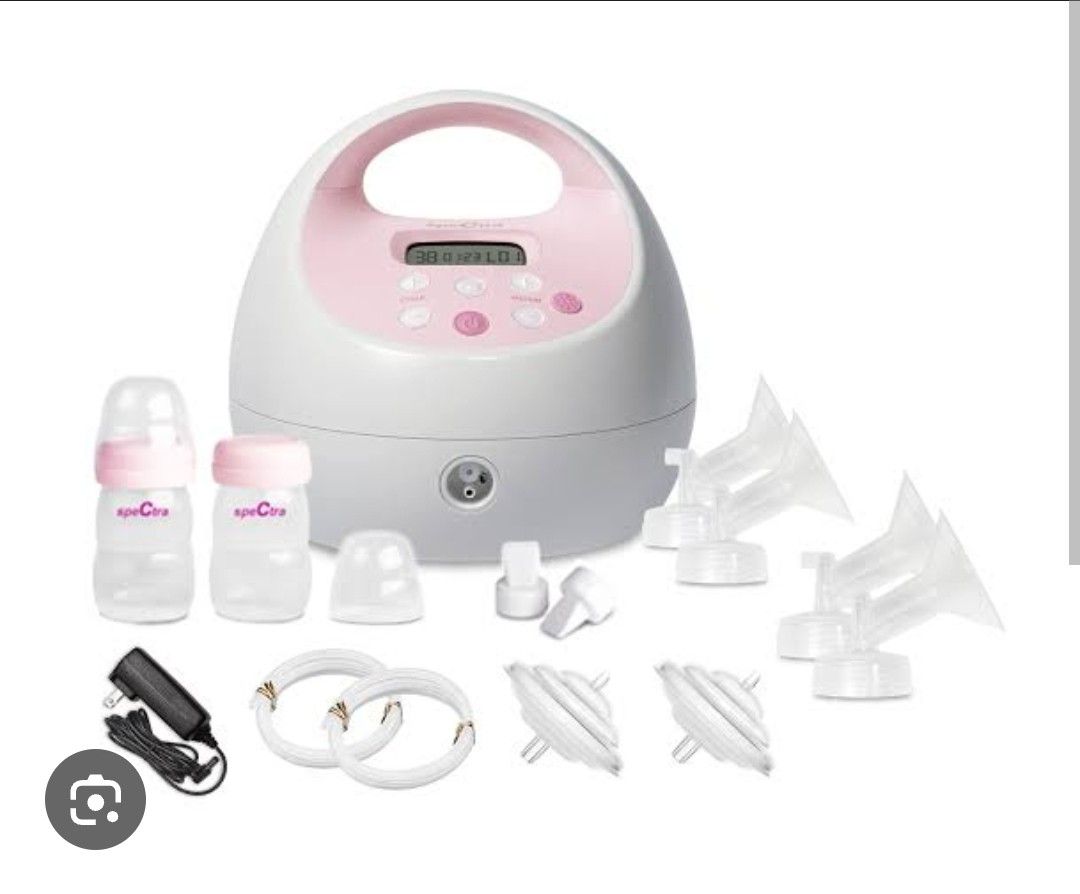 Spectra S2 Plus Electric Breast Pump Complete Set (Category: Breastfeeding & Bottle Feeding) located in Batangas. Submitted by fivecloset (Listing ID 1470973834, Image 1). Description: - Spectra S2 Plus electric breast pump system - Hospital-grade suction power with digital display and adjustable settings - Main pump unit and power adapter included - 2 collection bottles with caps and nipples - 2 sets of tubing, backflow protectors, and valves - 