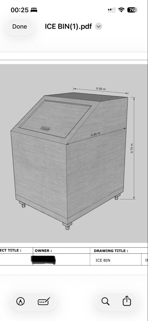 Stainless Steel Commercial Ice Bin Storage Caddy (Category: Food Organization & Storage) located in Makati City. Submitted by erning13 (Listing ID 1470967015, Image 3). Description: - Commercial-grade stainless steel ice bin, perfect for bars, cafes, and restaurants - Heavy-duty solid metal construction that is easy to wipe down and clean - Dimensions: 0.50m width x 0.60m depth x 0.75m height - Includes an interior drainage rack at the bottom to 