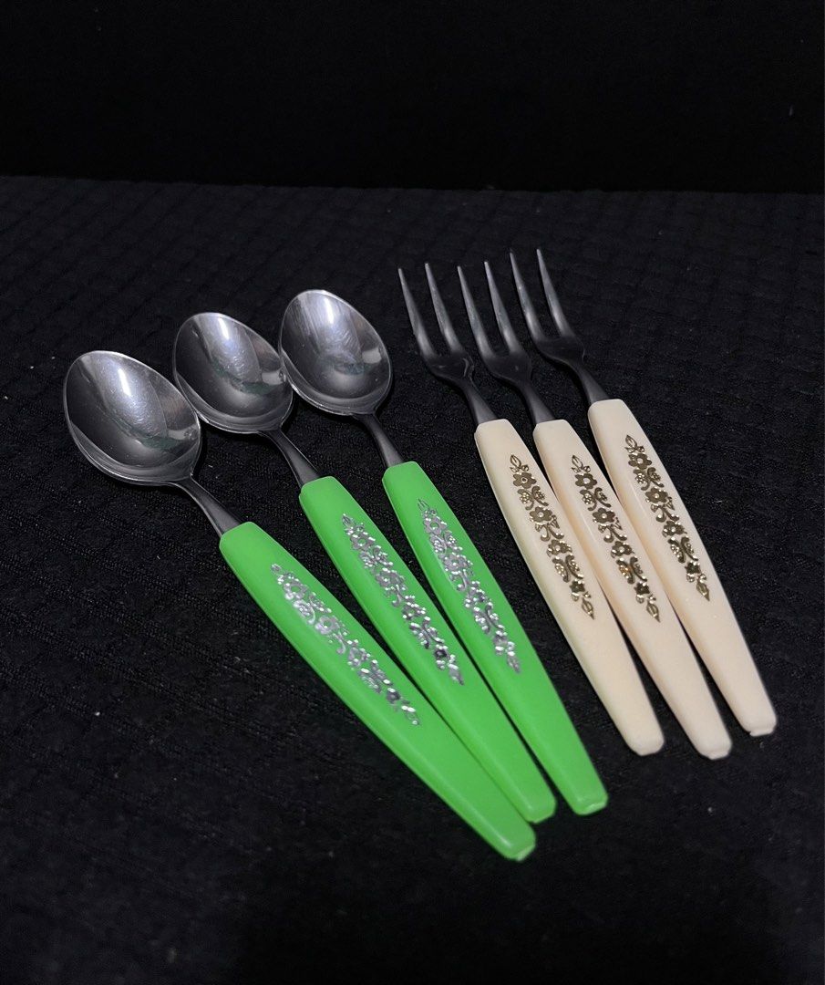 Stainless Steel Dessert Spoon and Fork (Category: Dinnerware & Cutlery) located in Rizal. Submitted by ayathrifts (Listing ID 1471086339, Image 1). Description: feel free to msg me for inquiries! :).