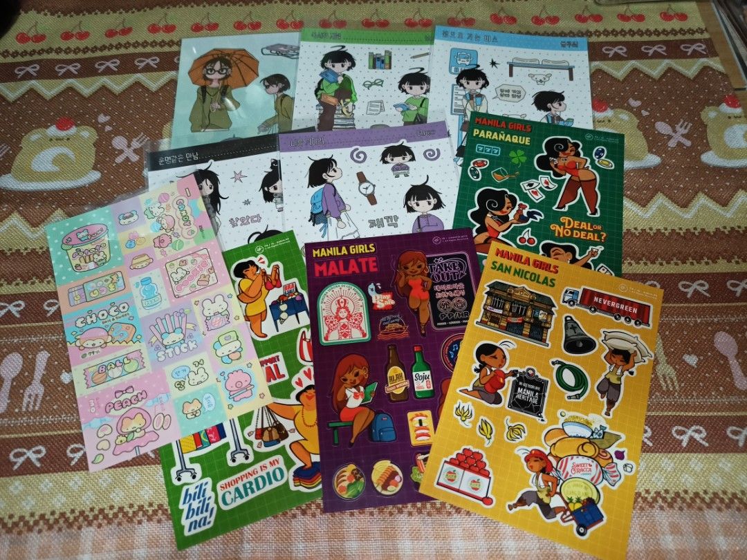 Sticker Sheets & Stationery Bundle (Category: Art & Prints) located in Caloocan City. Submitted by ideashelf (Listing ID 1471046622, Image 1). Description: - Designs: Cartoons, food items, city scenes, and aesthetic patterns - Perfect for: Journaling and scrapbooking - Variety: Multiple sizes, colors, and sheets available - Ready for all your DIY craft projects! Reason for Selling: - Decluttering **Recycled and simple packaging only as I am not a