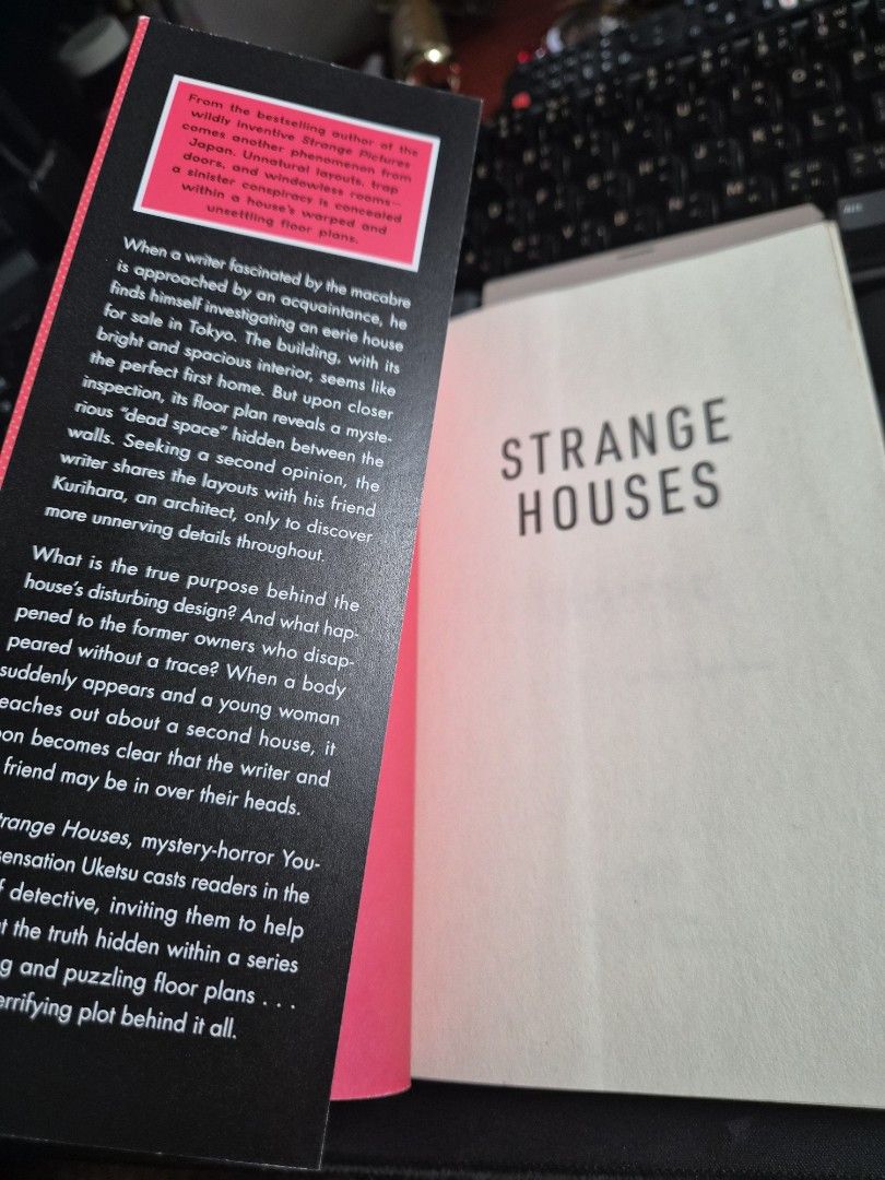 Strange Houses Novel Paperback (Category: Storybooks) located in Taytay. Submitted by maricai02 (Listing ID 1470940543, Image 2). Description: - Title: Strange Houses - Format: Paperback - Genre: Thriller and Mystery - Condition: Clean pages with minor shelf wear along the edges - Features: Unique floor plans cover design - ISBN: 978-0-06-343315-1 - Perfect read for mystery and thriller fans.