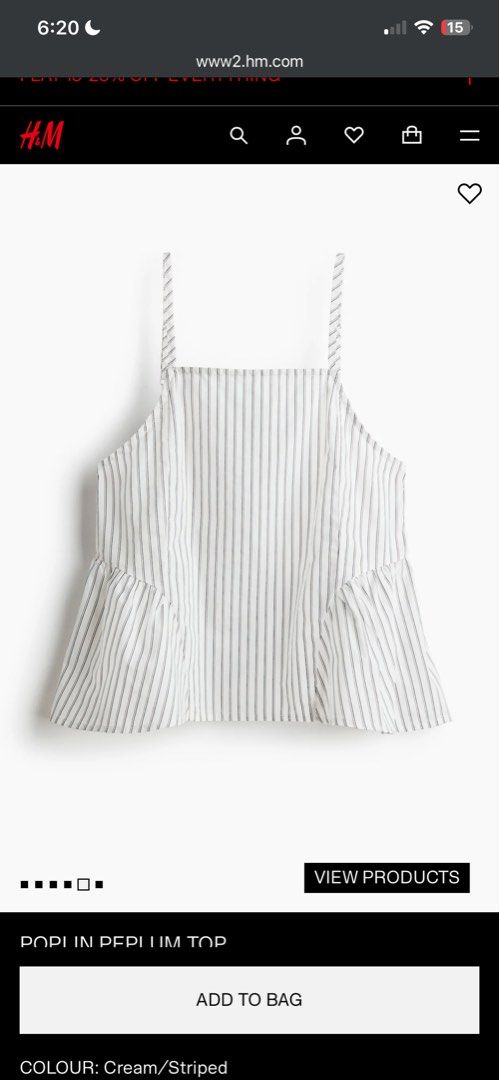Striped Peplum Top (Category: Sleeveless) located in Cebu City. Submitted by leighreina78606 (Listing ID 1471056161, Image 1). Description: H&M striped peplum top brand new s-m Cebu Ciyu.
