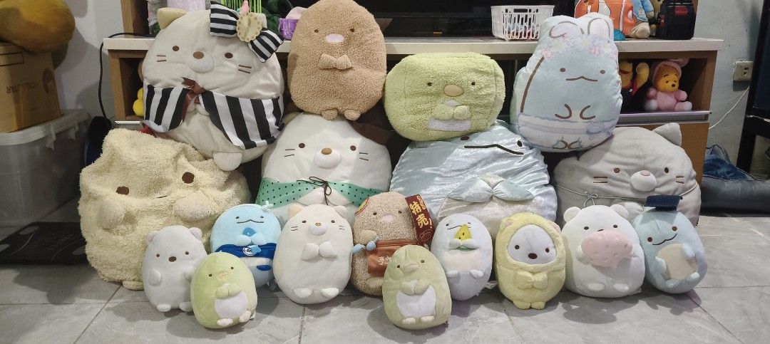 Sumikko Gurashi Plush Toy Collection Variety Bundle (Category: Plushies & Soft Toys) located in Manila. Submitted by toyhunter143 (Listing ID 1471086147, Image 1). Description: - Complete set of Sumikko Gurashi plushies sold together - Includes favorite characters: Neko, Tonkatsu, Penguin?, Shirokuma, and Tokage - Features various small and medium sizes - Made with ultra-soft, huggable material and cute pastel designs - Perfect for San-X fans and