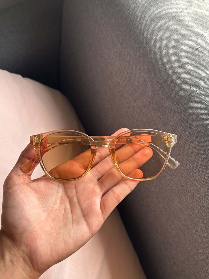 Sunnies Sunglasses (Amber) (Category: Sunglasses & Eyewear) located in Cainta. Submitted by freykuz (Listing ID 1470944685, Image 2). Description: Bought from Sunnies Studios PH Amber (translucent champagne/honey acetate frames with light orange-tinted lenses).