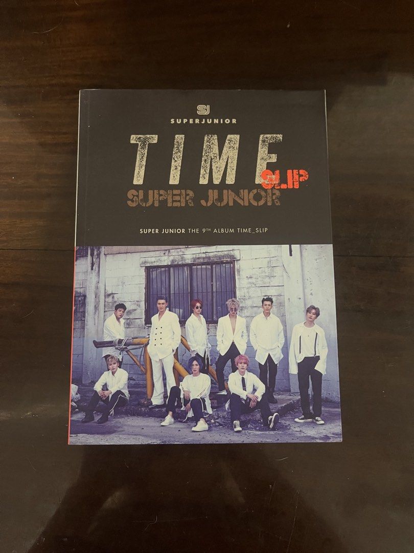 Super Junior The 9th Album Time Slip (Category: CDs & DVDs) located in Manila. Submitted by andeachoi31 (Listing ID 1471031314, Image 1). Description: - Item: Super Junior 9th Album - Time Slip (Standard Photobook Edition) - Cover: Members in white outfits with dark grey background - Condition: Clean cover and great binding - Perfect for: K-pop collectors and ELF fans - Inquiries: Message me for more details or photos.
